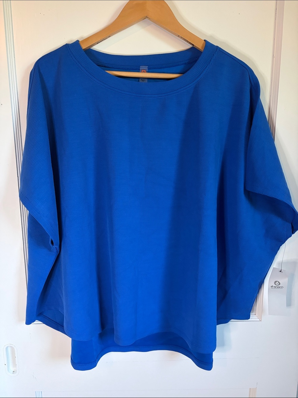 Mono B Cobalt Blue Luxe Ribbed Dolman Top - oversized